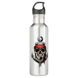 Pirate Skull Cross Botten Anchor Waterfles