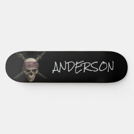 Pirate Skull & Cross Botten Persoonlijk Skateboard (Horizontaal)