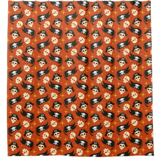 Pirate Skull & Cross Botten Shower Curtain Douchegordijn (Voorkant)