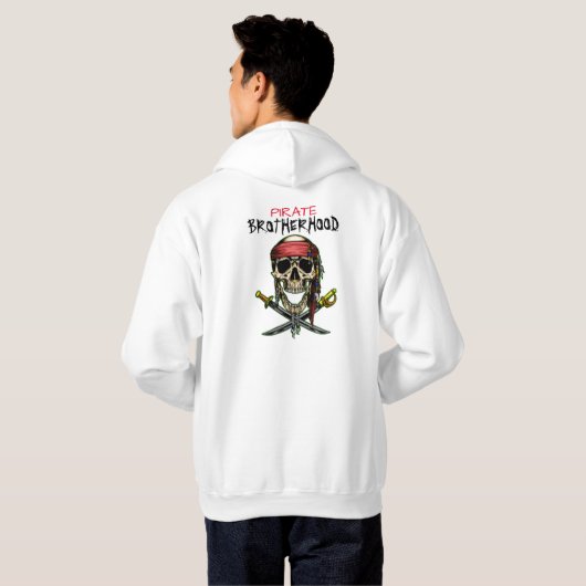 PIRATE SKULL CROSS SWORDS BROTHERHOOD HOODIE (Achterkant volledig)