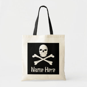 Pirate Skull Crossbone Custom Naam Halloween Trakt Tote Bag