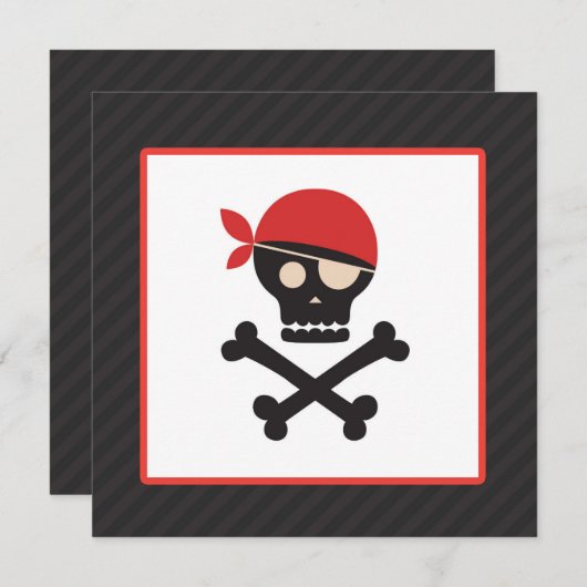 Pirate Skull Crossbones Baby shower Invitation Kaart (Voorkant / Achterkant)