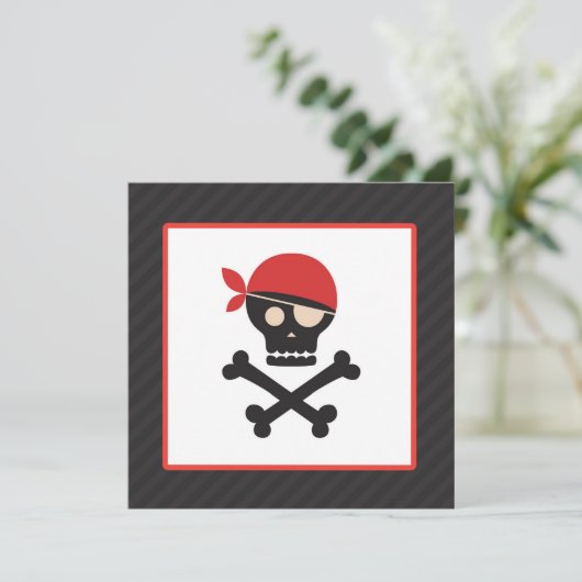 Pirate Skull Crossbones Baby shower Invitation Kaart (Staand voorkant)