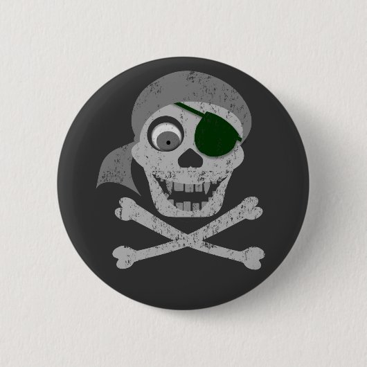 Pirate Skull & Crossbones Buttonnen Ronde Button 5,7 Cm (Voorkant)