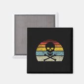  Pirate Skull Crossbones Flag Retro Style H Magneet (Voorkant / Achterkant)