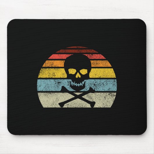  Pirate Skull Crossbones Flag Retro Style H Muismat (Voorkant)