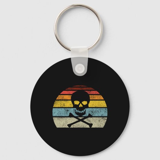 Pirate Skull Crossbones Flag Retro Style H Sleutelhanger (Voorkant)