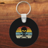 Pirate Skull Crossbones Flag Retro Style H Sleutelhanger (Voorkant)