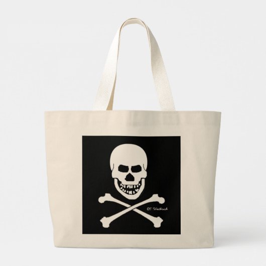 Pirate Skull & Crossbones Halloween Trick or treat Grote Tote Bag (Achterkant)