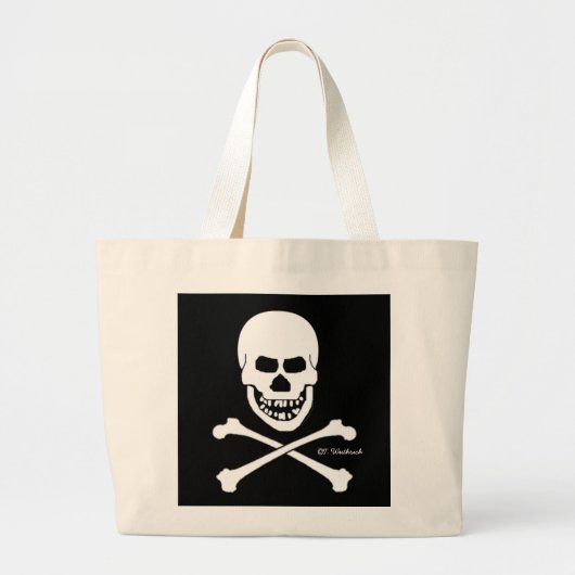 Pirate Skull & Crossbones Halloween Trick or treat Grote Tote Bag (Voorkant)