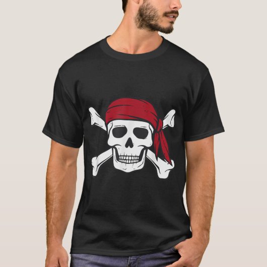 Pirate Skull Crossbones Mannen Dames Halloween Boy T-shirt (Voorkant)