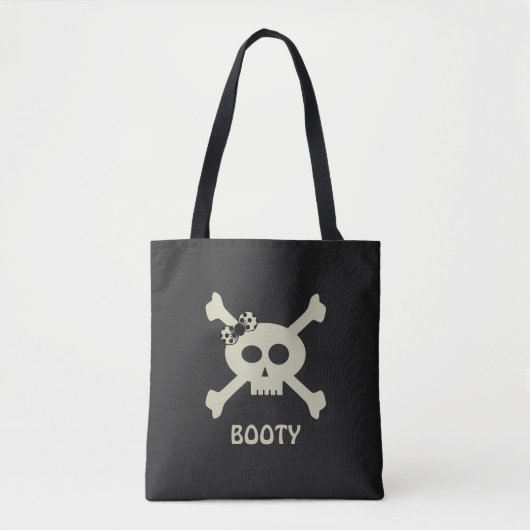 Pirate Skull Crossbones Naam Zwart Tote Bag (Voorkant)