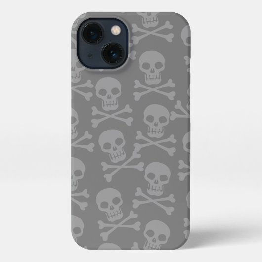 Pirate Skull Crossbones Pattern Gray iPhone Hoesje (Achterkant)