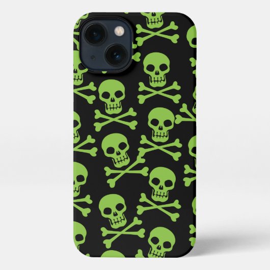 Pirate Skull Crossbones Pattern Green iPhone Case Hoesje (Achterkant)