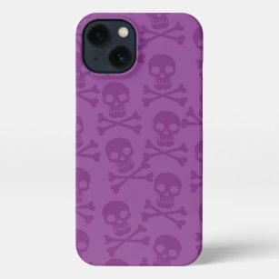 Pirate Skull Crossbones Pattern Paars iPhone 13 Hoesje