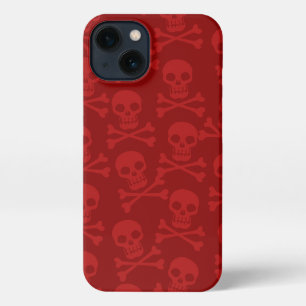 Pirate Skull Crossbones Pattern Red iPhone 13 Hoesje