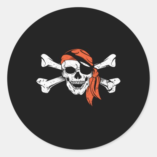 Pirate Skull Crossbones Pirate Flag Ronde Sticker (Voorkant)