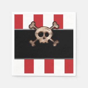 Pirate Skull & Crossbones Red White Birthday Party Servet