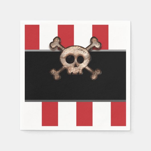 Pirate Skull & Crossbones Red White Birthday Party Servet (Voorkant)