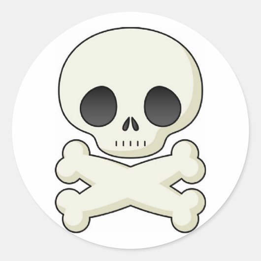 Pirate Skull & Crossbones Ronde Sticker (Voorkant)