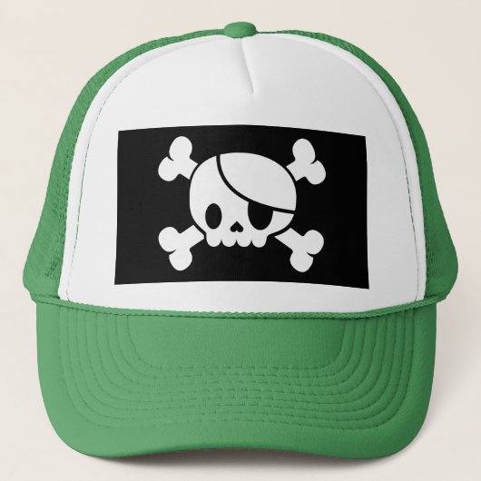 Pirate Skull & Crossbones Trucker Hat Pet (Voorkant)