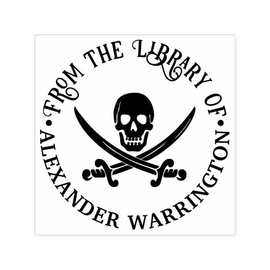 Pirate Skull Crossed Swords Gothic Bibliotheek Boe Zelfinktende Stempel (Design)