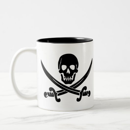 Pirate Skull & Crossed Swords Tweekleurige Koffiemok (Links)