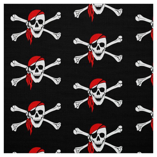 Pirate Skull en Botten Black Stof (Swatch)