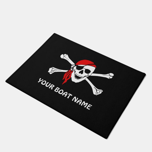 Pirate Skull en Botten Custom Boat Doormat Deurmat (Schuin)