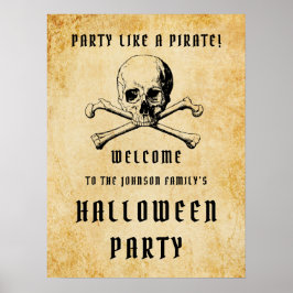 Pirate Skull en Botten verwelkomen Halloween-feest Poster