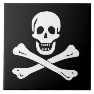 PIRATE SKULL EN BOTTEN VLAG TEGELTJE