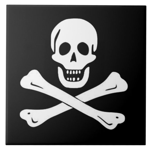 PIRATE SKULL EN BOTTEN VLAG TEGELTJE (Voorkant)