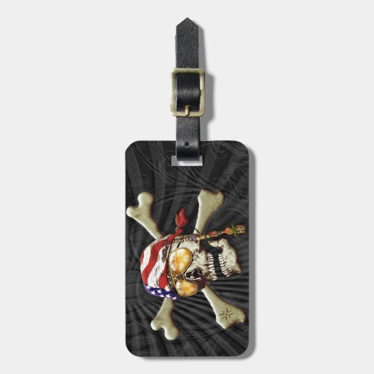 Pirate Skull en Cross Botten Bagagelabel (Voorkant verticaal)