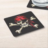 Pirate Skull en Cross Botten Kartonnen Onderzetters (Schuin)