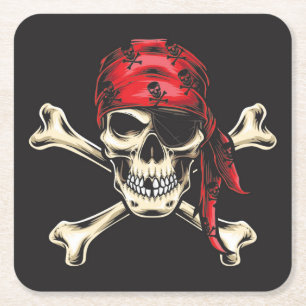 Pirate Skull en Cross Botten Kartonnen Onderzetters