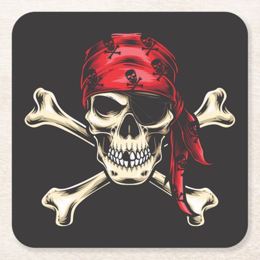Pirate Skull en Cross Botten Kartonnen Onderzetters (Voorkant)
