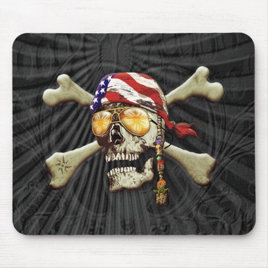 Pirate Skull en Cross Botten Muismat (Voorkant)