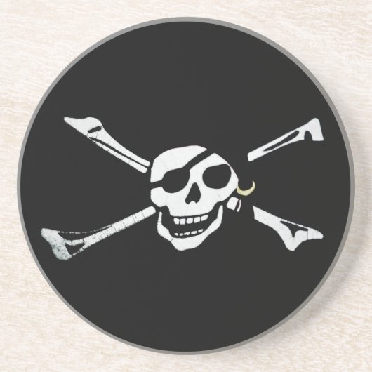 Pirate Skull en Cross Botten Zandsteen Onderzetter (Voorkant)