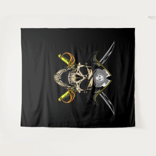 Pirate Skull en Cross Swords Wandkleed (Voorkant (horizontaal))
