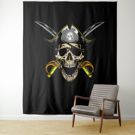 Pirate Skull en Cross Swords Wandkleed (In situ)