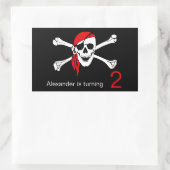 Pirate Skull en Crossbones 2e Verjaardag Rechthoekige Sticker (Tas)