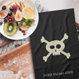 Pirate Skull en Crossbones Black Kitchen Towel Theedoek