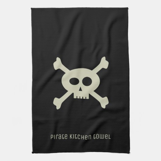 Pirate Skull en Crossbones Black Kitchen Towel Theedoek (Verticaal)