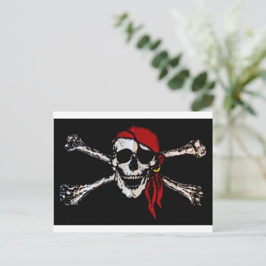 Pirate Skull en Crossbones Briefkaart (Staand voorkant)