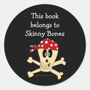 Pirate Skull en Crossbones Custom Bookplate Ronde Sticker