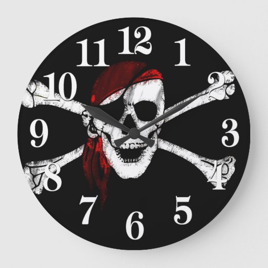 Pirate Skull en Crossbones Grote Klok (Voorkant)