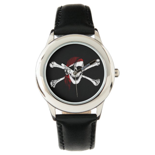 Pirate Skull en Crossbones Horloge (Voorkant)