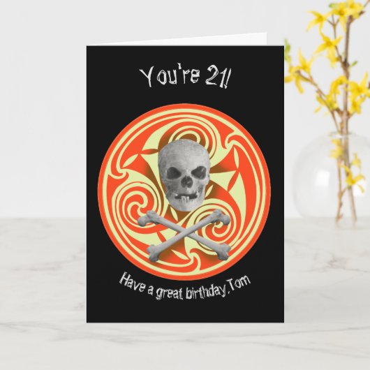 Pirate skull en crossbones kaart (Gele Bloem)