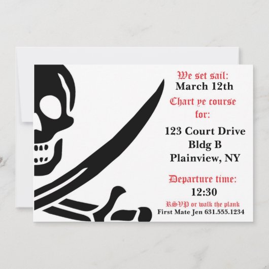 Pirate Skull en crossbones Kaart (Achterkant)