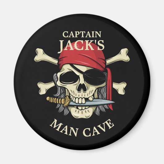 Pirate Skull en Crossbones Man Cave Magneet (Voorkant)